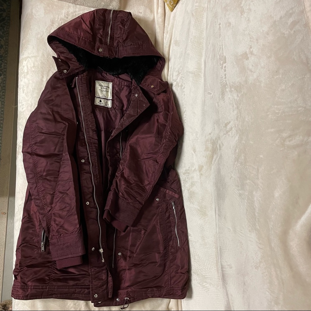 Purple, heavy duty, rainproof coat